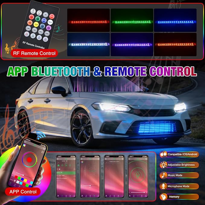 Nilight 4PCS 24" RGB LED Grille Light Strips with APP & Remote Control - Image 3