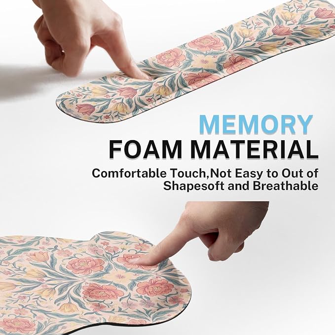 Britimes Ergonomic Mouse Pad Set with Wrist Rest, Floral Boho - Image 7