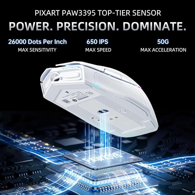 Machenike 8KHz Wireless Gaming Mouse with RGB Charging Dock,26,000 DPI,PAW3395 Sensor,RGB Backlit,6 Programmable Buttons,Long Battery Life,Gaming Mice Compatible with PC, Mac - Image 3