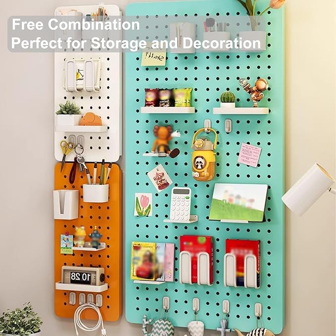 Pegboard, Desk Wall Organizer, Pegboard Stand, Wall Organizer Combination Kit, Wall Mounted Pegboard for Home, Gaming Room, Garage(Orange,80 * 40cm) - Image 4