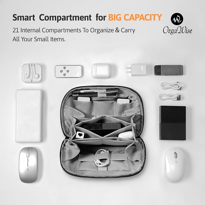 OrgaWise Electronics Organizer, Electronic Accessories Bag Travel Cable Organizer Three-Layer for iPad Mini, Kindle, Hard Drives, Cables, Chargers - Image 3