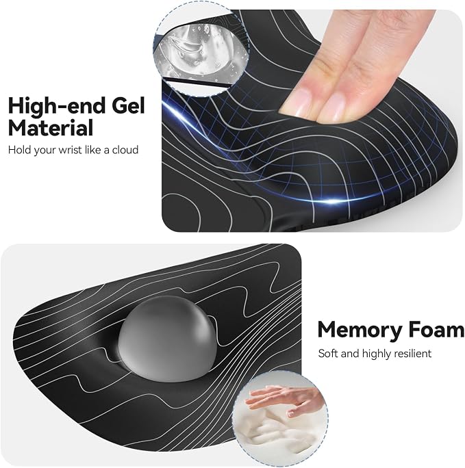 TECKNET Gel Ergonomic Mouse Pad & Keyboard Wrist Rest & Coaster - Image 4