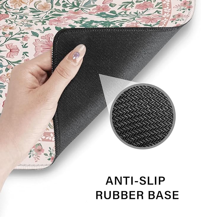 Desk Pad and Keyboard Wrist Rest, Large Mouse Pad + Keyboard Pad+Mouse Wrist Support, Non-Slip Desk Mat Protector for Office, Home 31.5×11.8 Inches Pink Floral - Image 5