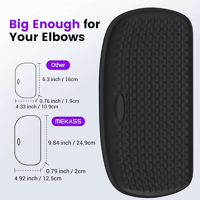 MEKASS Elbow Pad for Desk, Large Size Memory Foam Elbow Rest Padding with Non-Slip, Ergonomic Desk Edge Cushion, Armrest Pad Wrist Rest Comfort Support for Office Home (1 Pcs Black) - Image 3