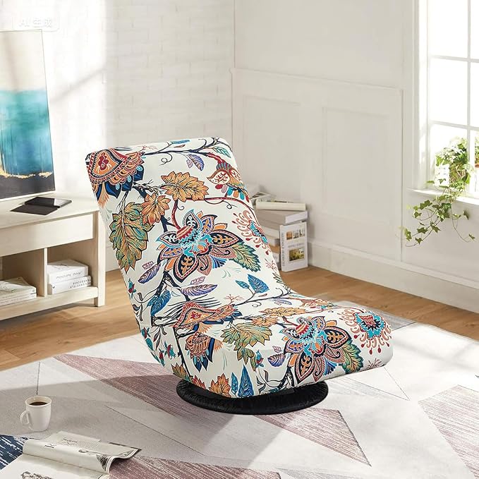 Swivel Reclining Folding Floor Gaming Chair Cover Printed Lazy Boy Chair Slipcover Lounge Folding Sofa Seat Covers for Teens and Adults, 14 - Image 2