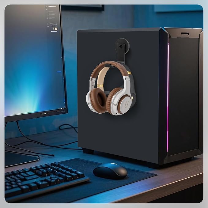 Magnetic Headphone Holder, Aluminum Headset Hook for Desk & Table | Headphone Hanger, Headphone Mount Stand with Rubber Pad, Compatible with All Computer/Gaming Headsets (Black) - Image 7