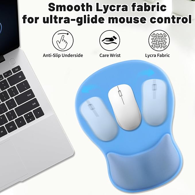Ergonomic Mouse Pad with Wrist Rest - Gel Wrist Support Mousepad with Non-Slip PU Base for Computer, Laptop, Office & Home - Image 2