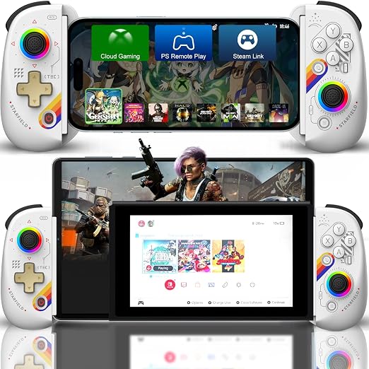 Joso Mobile Gaming Controller for iPhone/iPad/Tablet, Android Wireless Controller with Hall Effects Joysticks, Support PC/Switch, Play Cloud Games/PS Remote Play/COD/Genshin Impact & More - Starry Star White by Joso