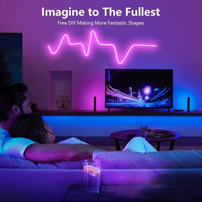 16.4FT RGB Neon Light Strip, 5V USB Led Strip Lights with Touch Controller, Flexible Neon Rope Lights for Bedroom, Party, Home Decor - Image 2