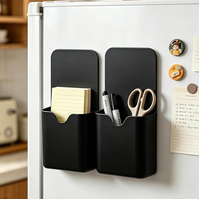 2PCS Magnetic Pen Marker Holders, Magnet Pencil Cup Storage Black - Image 7