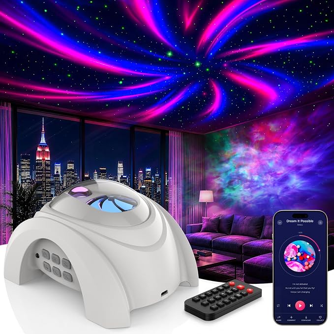 Rossetta Dual Lens Galaxy Star Aurora Projector Night Light for Bedroom by Rossetta