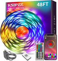 KSIPZE Led Lights for Bedroom 48ft Led Strip Lights with Remote RGB Color Changing Music Sync Bluetooth Smart App Control for Room Bedroom Lighting Flexible Home Décor by KSIPZE