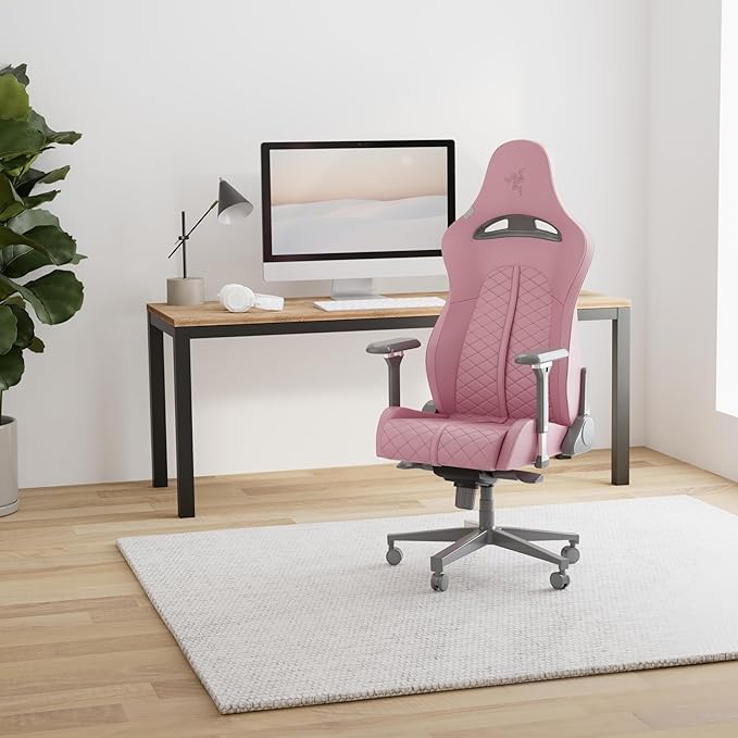 Razer Enki Gaming Chair, Built-in Lumbar Arch, All-Day Comfort, Pink | Optimized Cushion Density, Dual-Textured, Eco-Friendly Synthetic Leather, Adjustable 152-degree Recline - Image 2
