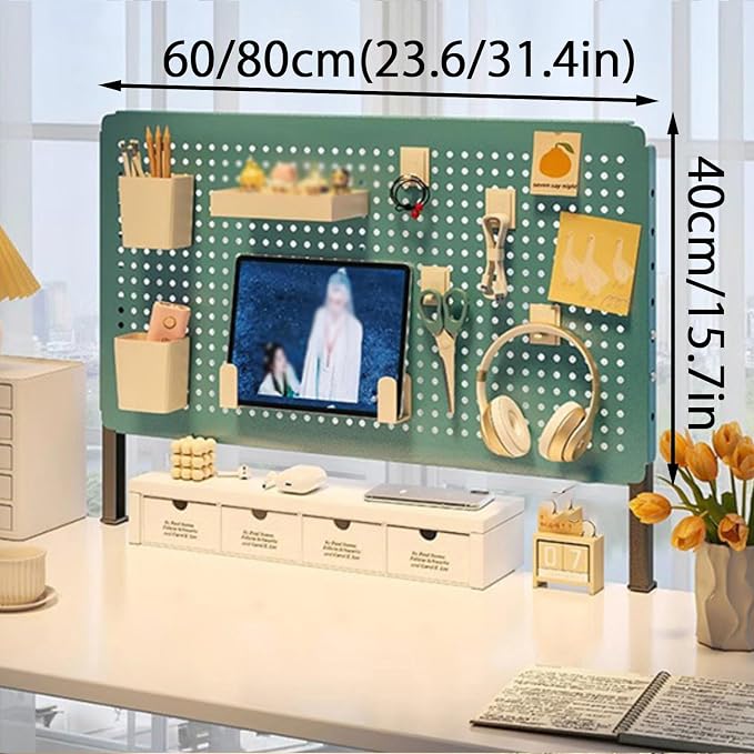 Office Pegboard Wall Organizer, Pegboard Desk with Height Adjustable in 6 Levels, Pegboard Wall Organizer for Wall Organize Home Office and Gaming Setup(Brown,60x40cm/23.6x15.7in) - Image 2