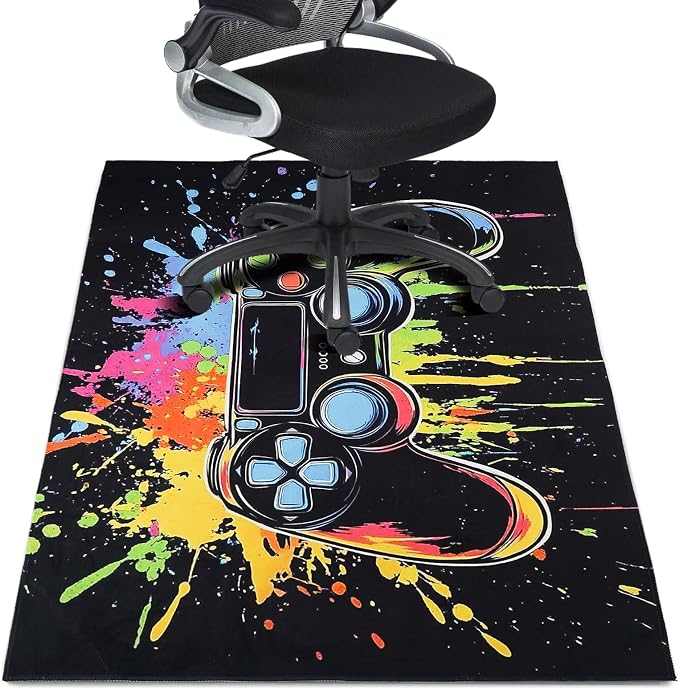 Gaming Chair Mat for Hardwood Floor 36"X 48" Heavy Duty Office Desk Chair Rug for Under Game Rolling Chairs Computer Decor Protect Mats Low Pile Non-Slip Rubber for Carpet & Tile Floor-Game by Wruzbxcn