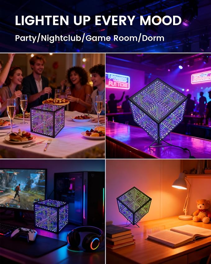 Infinity Mirror Hyper Cube LED Light, RGB Gaming Room Decor, 6 Inch - Image 8