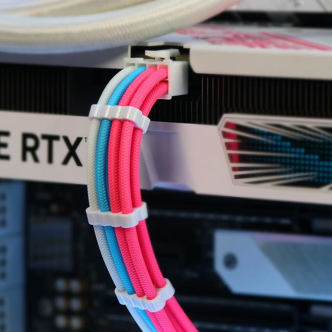 Sirlyr PSU Ext Kit,24/8Pin Pre-Bent&Gold Terminals,Pink/Blue/Wht - Image 6