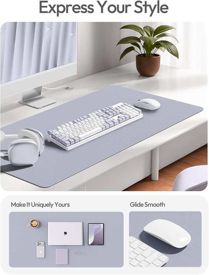 YSAGi Leather Desk Pad Protector, Office Desk Mat, Large Mouse Pad, Non-Slip PU Leather Desk Blotter, Laptop Desk Pad, Waterproof Desk Writing Pad for Office and Home (Soft Lavender, 35.4" x 17") - Image 6