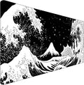 Large Gaming Mouse Pad, Waterproof Extra Large Big Mouse Pad with Stitched Edge, XXXL Non-Slip Black Computer Long Mousepad for Gamer, Office & Home, Black White Dragon by TEDNETGO