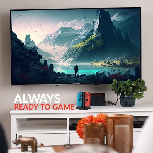 TalkWorks Joy-Con Charger Dock For Nintendo Switch Gaming Controllers - 4-Remote Docking Charging Station,USB Compatible w/ Switch OLED (Black) - Image 7