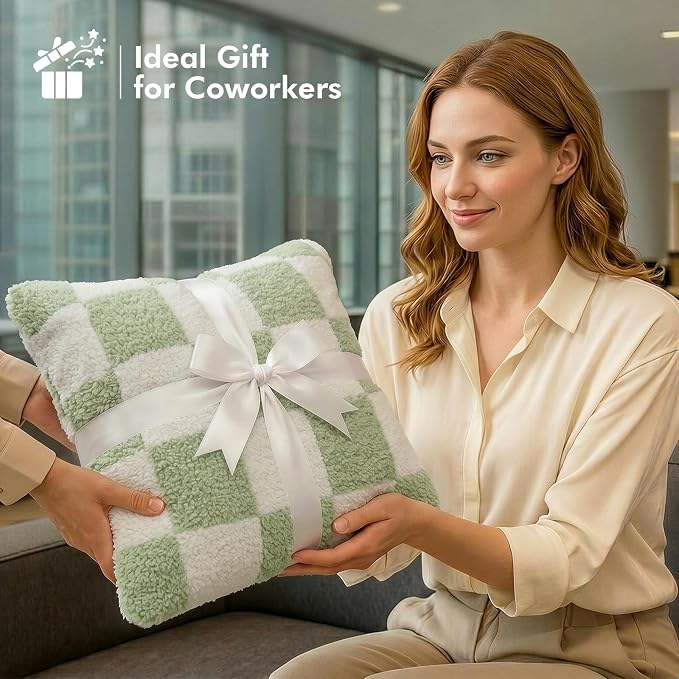 The Chair Blanket for Office,3-in-1(Chair Blanket/Seat Cushion/Pillow) Stay-in-Place Office Blankets for Women Work,Warm Smooth Velvet & Shed-Free,Size M-Green - Image 8