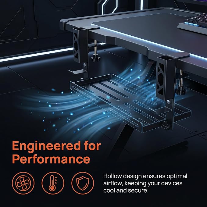 Loscarol Adjustable Under Desk Laptop Holder with Cable Management Tray - Image 5