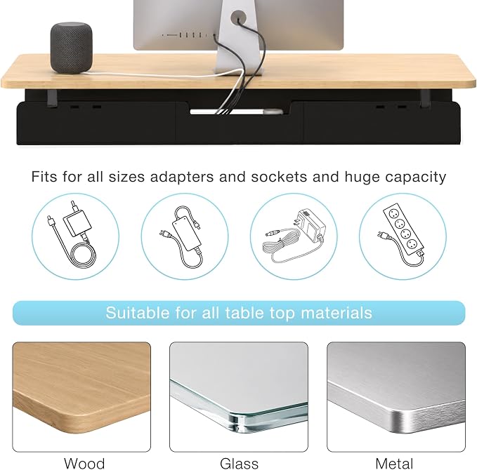 No-Drill Under Standing Desk Cable Management,47.2" L,Black - Image 5
