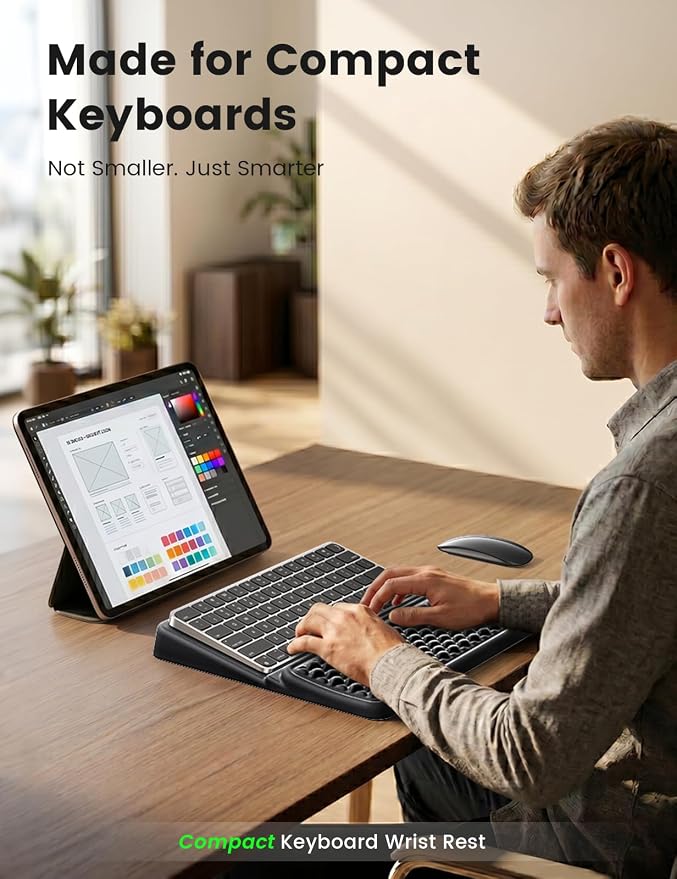 Vaydeer Keyboard Wrist Rest, Keyboard Stand with Wrist Support, Soft Memory Foam Ergonomic Riser for 60%-65% Keyboard Holder Tilt Lift for Carpal Tunnel, Office Gaming Computer Typing Hand Arm Cushion - Image 2