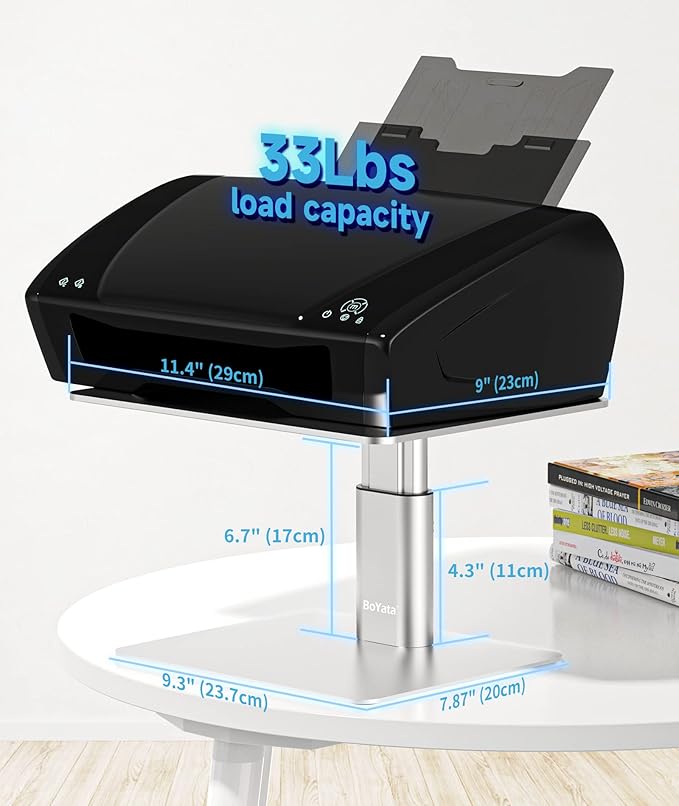 BoYata Monitor Stand, Adjustable Height Metal Desktop Riser, Silver | Height-Adjustable Metal Riser with Open Storage Space Underneath for Monitors, Laptops, iMacs, PCs and TVs - Image 5