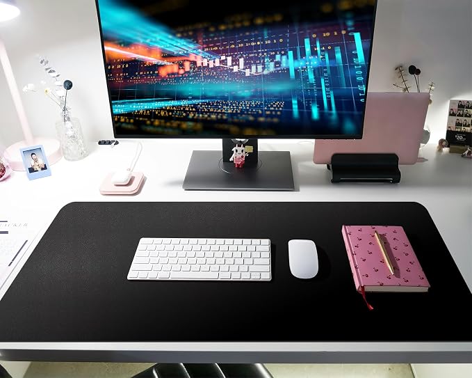 Bloss Black Desk Mat, Leather Desk Pad, Desk Matt for Desktop, Waterproof Desk Pad Mat, Computer Mat for Office Work/Home/Decor/Desk Protector/Cover(31.5 x 15.7 Inches) - Image 4