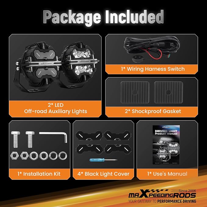 maXpeedingrods 7in 252W LED Off Road Lights w/Amber White DRL Side Shooter - Image 5
