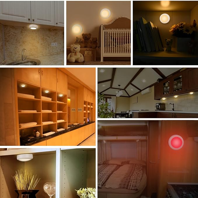 Cadrim Puck Lights, 13 Colors Changeable LED Puck Lightings, Battery Powered Dimmable Under Cabinet Lamps, Battery Operated lamp with 1 Remote Controls for Kitchen(3 Pack) - Image 2