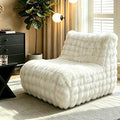 Cozy Memory Foam Faux Fur Floor Bean Bag Chair, White | Soft fluffy faux fur exterior, memory foam padded bean bag, versatile lounge seat for bedroom decor & leisure use by KKdema