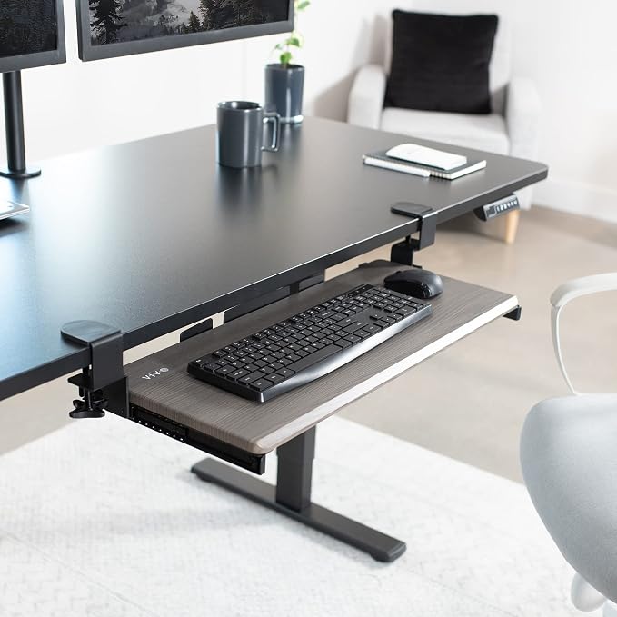 VIVO Large Clamp-on Computer Keyboard and Mouse Under Desk Slider Tray, 27 x 11 inch Pull Out Platform Drawer, Gray, MOUNT-KB05GY - Image 9