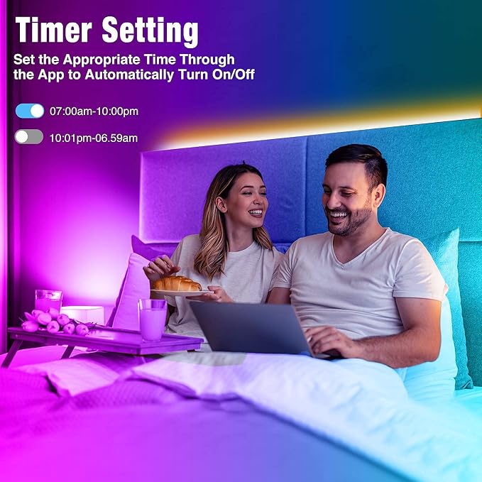REEMEER Led Lights 100ft Smart APP Control Music Sync Strip Lights RGB Color Changing Strips with Remote, for Bedroom Kitchen and Party - Image 4