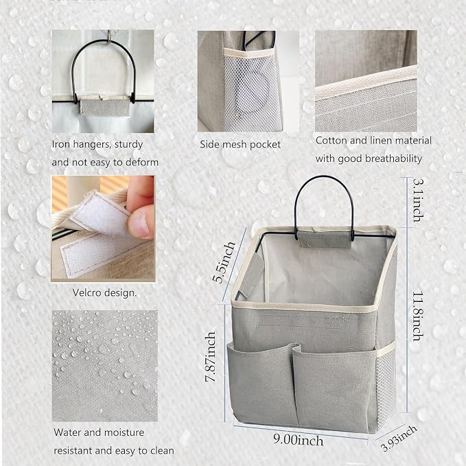 Wall Hanging Storage Bag,Wall Hanging Organizer bags with Pockets, Wall organizer Storage for Dormitory Bathroom Bedroom Kitchen (Grey1) - Image 2
