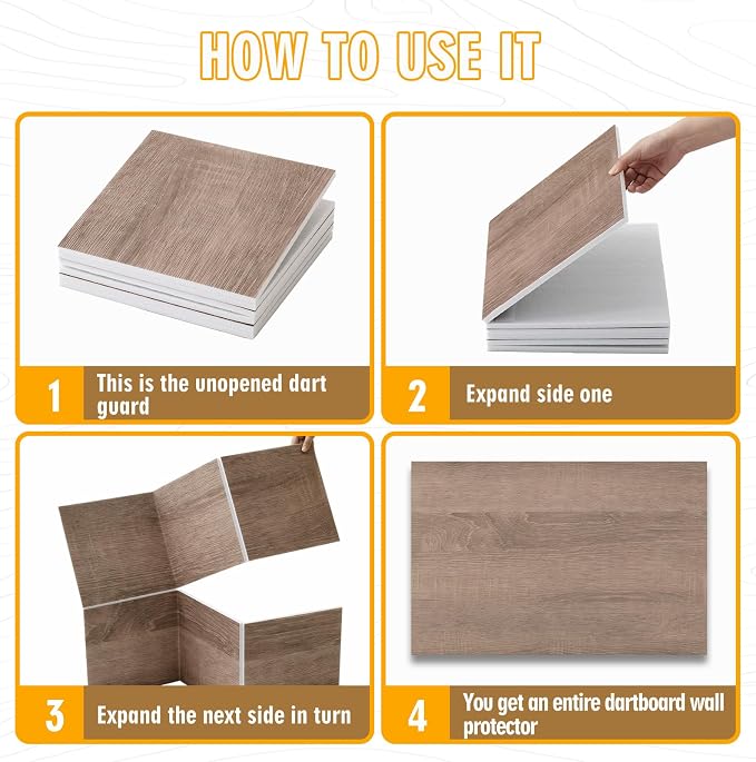 Hahafelt Felt Wood Grain Dart Board Wall Protectors Square Dart Board Backing Tiles Dartboard Backboard Cork Backboards Alternative - Image 3