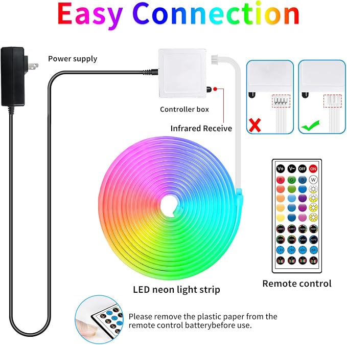 segrass 32.8FT Neon Rope Light,Flexible Led Rope Light Control with App/Remote,Multiple Modes Rope Lights,IP65 Outdoor RGB Led Neon Lights Waterproof,Music Sync Gaming Led Neon Light Strip for Bedroom - Image 7
