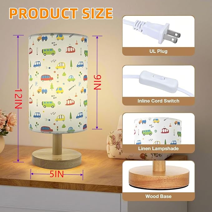 Car Kids Table Lamp,Cute Bedside Lamps for Boys Bedroom Decorative lamp - Image 6