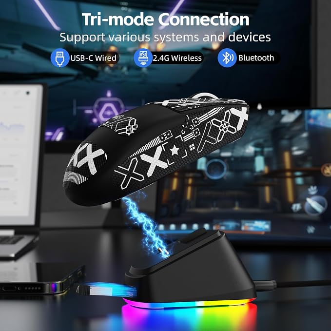 ATTACK SHARK G3 PRO Tri-Mode Wireless Gaming Mouse with RGB Charging Dock - Image 6