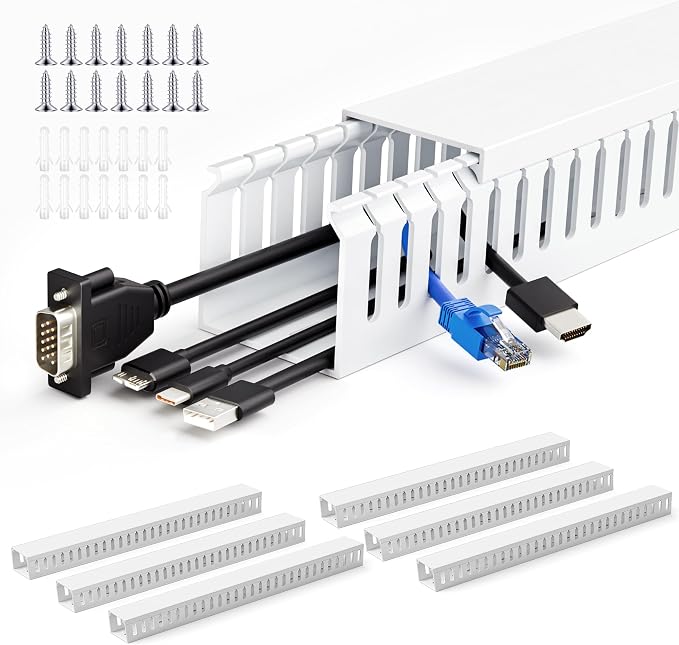 2" H x 2" W Cable Raceway, 99in Under Desk Wire Management Channel, White - Image 8