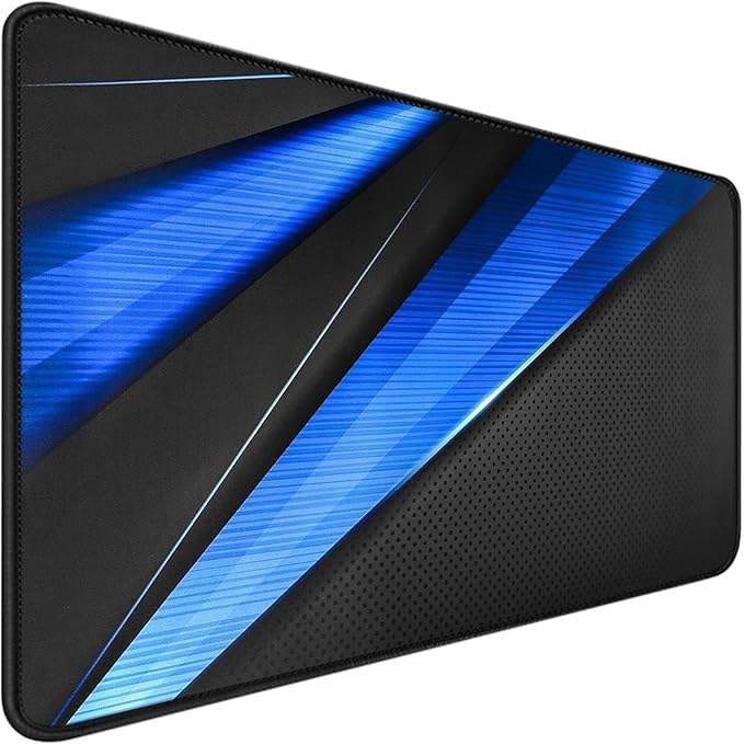 Desk Pad Large Gaming Mouse Pad Extended Keyboard Mouse Mat,Black Blue | 35.4 X 15.7 Inch Desk Pad Non-Slip Rubber Base Stitched Edge Computers Laptop Desk Home Office Accessories by CustomerFirstServiceFirst