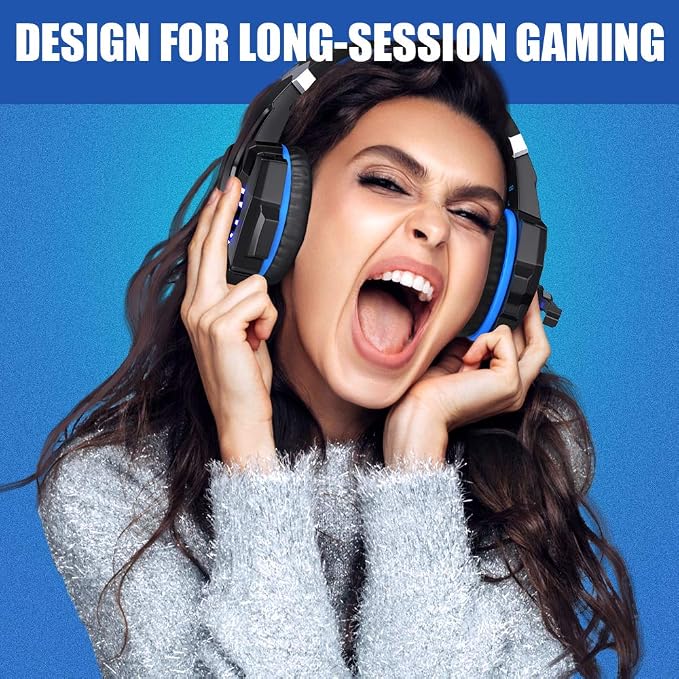 BENGOO G9000 Stereo Gaming Headset for PS4 PC Xbox One PS5 Controller, Noise Cancelling Over Ear Headphones with Mic, LED Light, 7.1 Surround Sound, Soft Memory Earmuffs for Nintendo Xbox Series X|S - Image 7