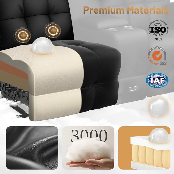 RV Loveseat Recliner Sofa, Home Theater Seating with Console & Massage - Image 9