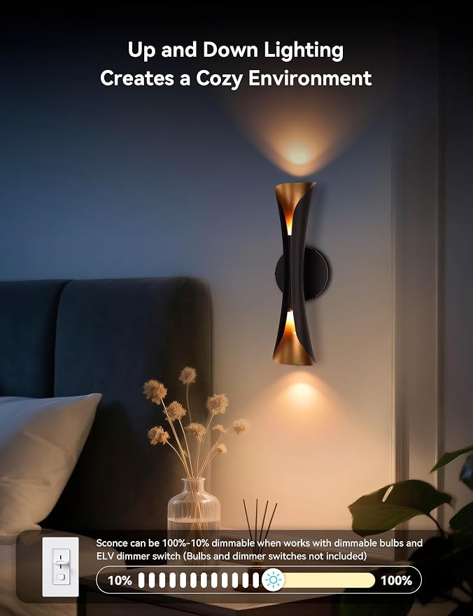 Tubicen Wall Sconces Set of Two Dimmable Home Theater Sconce Up Down - Image 5