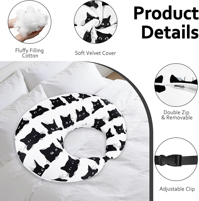 Crafting Pillow for Crocheting, Crochet Pillow for Lap Support, 12 Fun Print Styles, Ergonomic Arm Support, For Bed, Floor, Chair Comfort, Pain Relief and Fatigue for Gaming and Woking (Cat) - Image 7