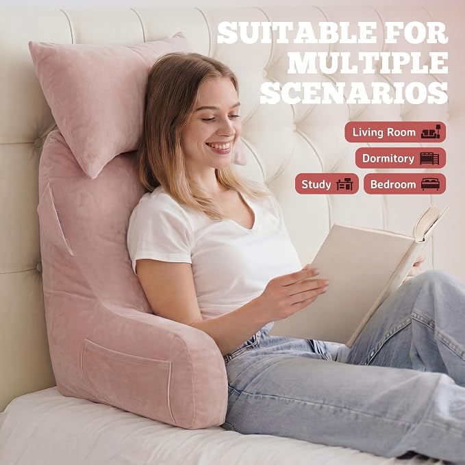 Reading Pillow for Bed,Back Pillow for Bed Sitting Up,Lumbar Support Pillow - Image 3