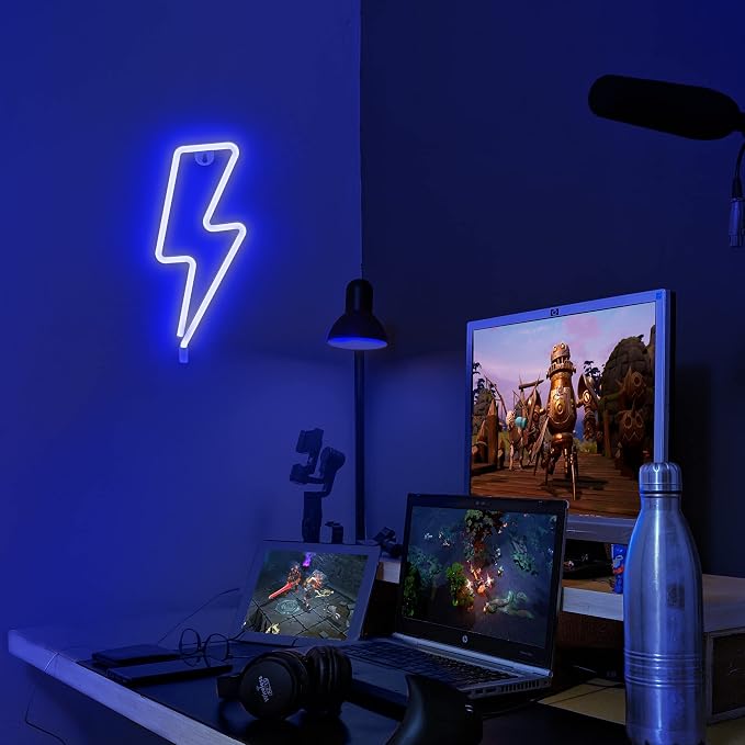 Lumoonosity Lightning Bolt Neon Signs, USB Powered Led Lightning Bolt Light with On/Off Switch, Lightning Neon Sign for Wall Decor, Hanging Led Signs, Neon Lights for Bedroom, Gaming Room Setup - Image 4