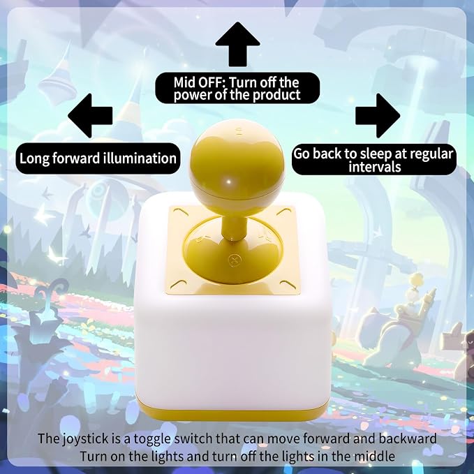 Rocker Night Light Lamp, 2-Speed Timer Bedside Lamp Rechargeable USB LED Companion Light with Joystick Design, DIY Emoji Stickers, 30-Minute Timer, Side Table Light for Bedroom (Yellow) - Image 5