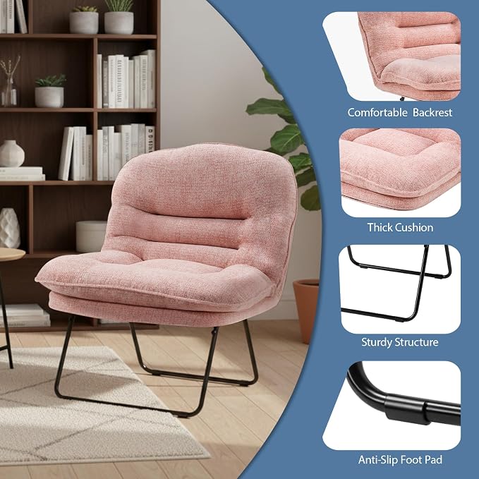 DUMOS Comfy Saucer Chair,Foldable Padded Chairs for Bedroom, Dorm & Gaming, Foldable Fashion Floor Chair with Back Support for Small Spaces,Hot New Pink - Image 7